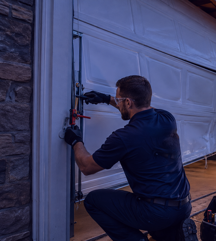 Garage door installation in progress