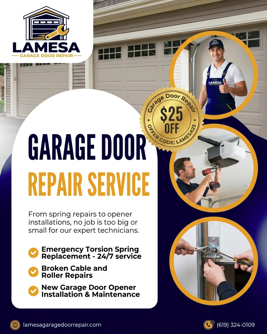 Technician inspecting a residential garage door